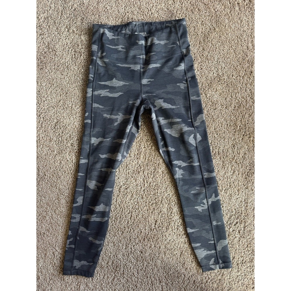 Athleta Women's Ultimate Camo 7/8 Tight Stash Pockets Grey Camo Tights Size S